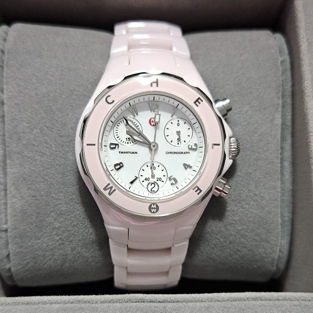 Michele Pink Ceramic Chrono Watch